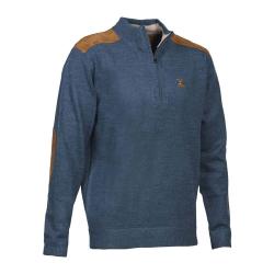 Prix de d&eacute;part &agrave; 1� !! Pull Fox col zipp&eacute; Ligne Verney-Carron Hunt Bleu Marine Taille XL