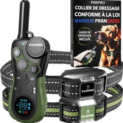 Collier de Dressage Chien 2 Pcs 3km &Eacute;tanche IPX7 Port&eacute;e XXL 4 Modes BIP Vibration Boost Lumi&egrave;re LED