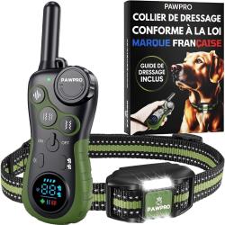 Collier de Dressage Chien 3km Port&eacute;e XXL Lumi&egrave;re LED 4 Modes BIP Vibration Boost &Eacute;tanche IPX7