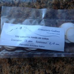100 calepins coton en diam&egrave;tre 28 mm et &eacute;paisseur 0,18 mm.