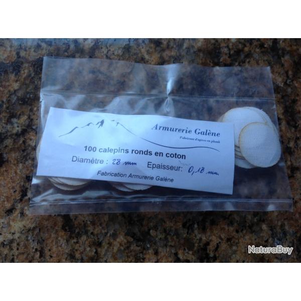 100 calepins coton en diam�tre 28 mm et �paisseur 0,18 mm.