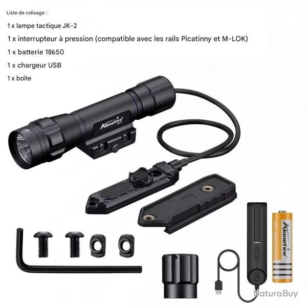 Lampe Tactique JK2 Haute Puissance 1200Lm Fixation Picatinny *Ench�re* Activit�s Outdoor Batterie