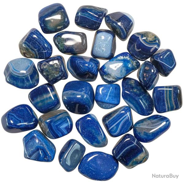 Pierres roul�es agate bleue teint�e - 2 � 3 cm - Lot de 2