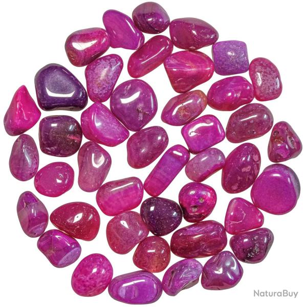 Pierres roul�es agate rose teint�e - 1.5 � 2.5 cm - Lot de 4