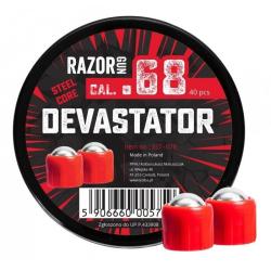 Billes de D&eacute;fense pour HDS - Devastator Acier Rouge 10g Cal 68 - Boite 40