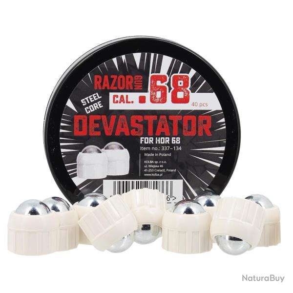 Billes de D�fense pour HDR68 - Devastator Acier Blanches 10g Cal 68 - Boite 40