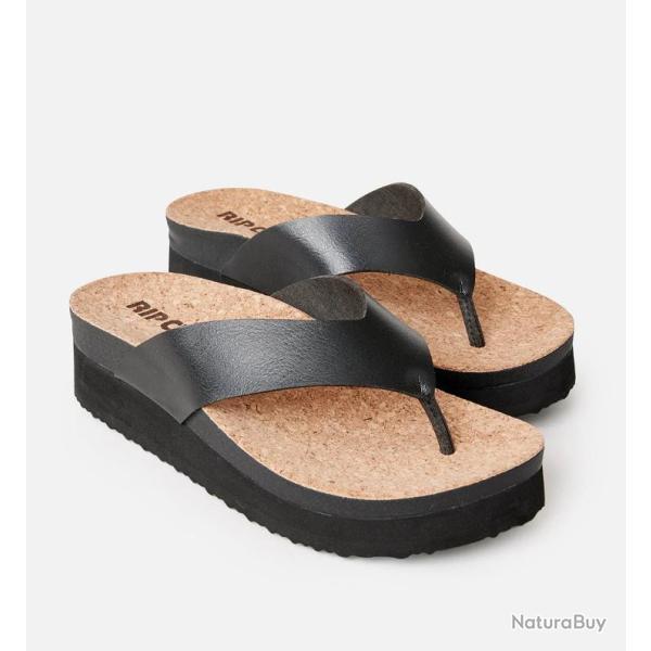 Tongs Plateforme Femme Rip Curl Sandy Bloom Open Toe Noir