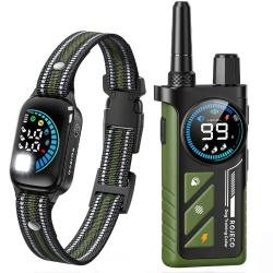 Collier Dressage Chien 2 en1 1000m IP67 &Eacute;cran Couleur Bip Vibration Choc Anti Aboiement Rechargeable