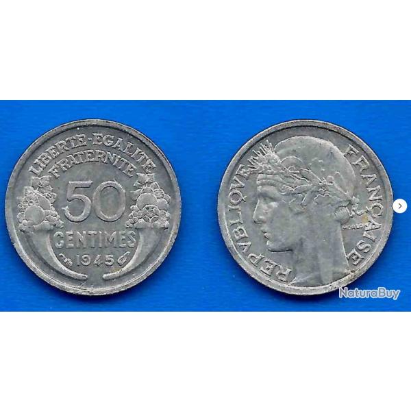France 50 Centimes 1945 Piece Morlon