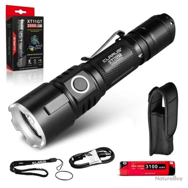 LAMPE TACTIQUE RECHARGEABLE XT11GT LED - KLARUS - 2000 LUMENS
