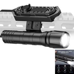 &Eacute;clairage LED 1800 lumens rail MLOK rechargeable interrupteur d&eacute;port&eacute; airsoft