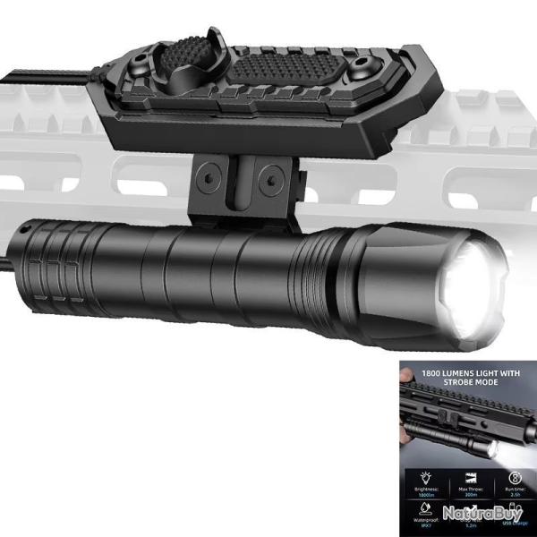 �clairage LED 1800 lumens rail MLOK rechargeable interrupteur d�port� airsoft