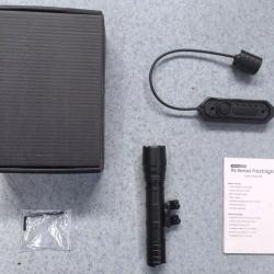 Flashlight 1800 lm rail MLOK rechargeable *Ench&egrave;re* pression d&eacute;port&eacute;e &eacute;clairage airsoft