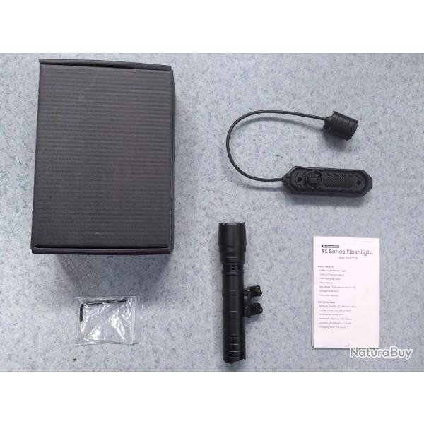 Flashlight 1800 lm rail MLOK rechargeable *Ench�re* pression d�port�e �clairage airsoft