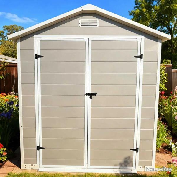 Abri de jardin Lys en plastique hauteur 212,5 cm- 2 portes 2,97m�