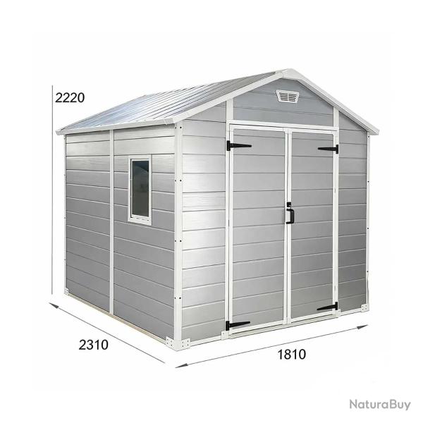 Abri de jardin Lys en plastique hauteur 222 cm - 2 portes 4,18m�
