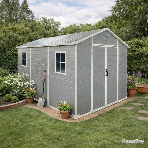 Abri de jardin Lys en plastique hauteur 230 cm - 2 portes 6,88m�