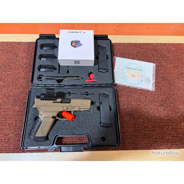 PISTOLET DERYA DY9 FDE OPTIC READY CAL.9X19 + POINT ROUGE OSIGHT - OCCASION TRES PROPRE