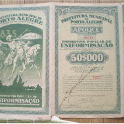 Bresil Emprunt de Porto Alegre 50$000 1935