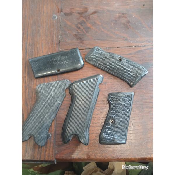 Lot de plaquettes pistolet luger Zastava Walter disparates