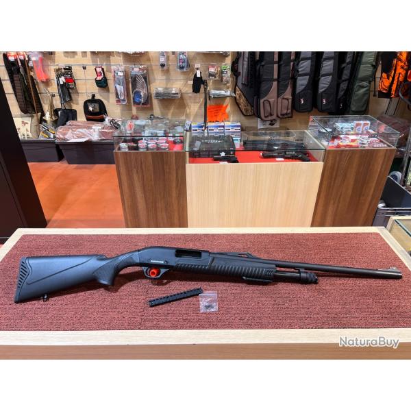 FUSIL A POMPE MANUCHASSE RAPID SLUG SYNTHETIQUE NOIR CAL.12/76 - 4+1 COUPS - 61CM - TRES BELLE OCCAS