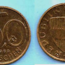 Autriche 50 Groschen 1980 Piece Europe Centrale Shilling Schilling