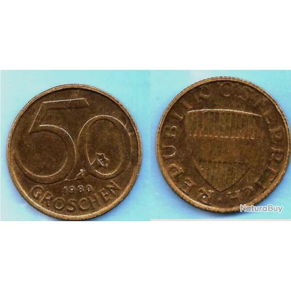 Autriche 50 Groschen 1980 Piece Europe Centrale Shilling Schilling