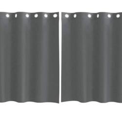 Rideaux voile polyester gris fonc&eacute; 140x140 cm oeillets filtrants lot 2