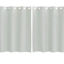 Rideaux voile polyester gris clair 140x140 cm oeillets filtrants lot 2