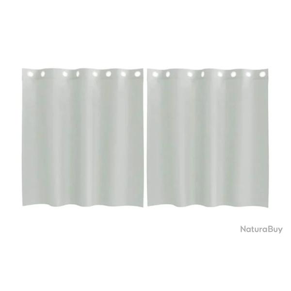 Rideaux voile polyester gris clair 140x140 cm oeillets filtrants lot 2