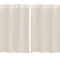 Rideaux voile polyester cr&egrave;me 140x140 cm oeillets filtrants lot 2