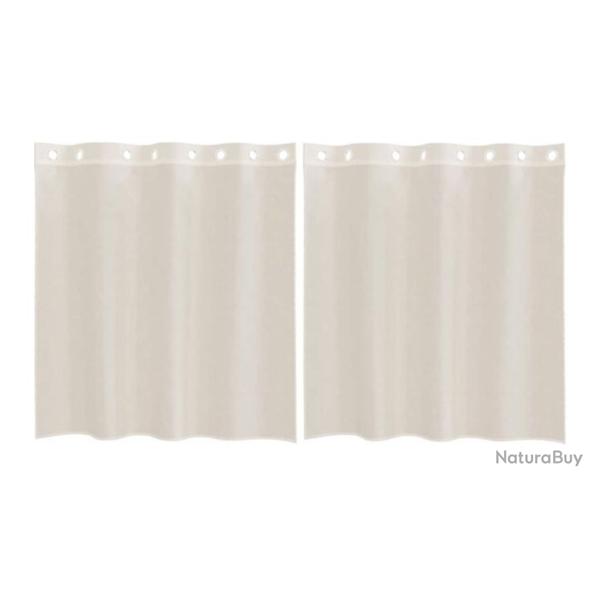Rideaux voile polyester cr�me 140x140 cm oeillets filtrants lot 2