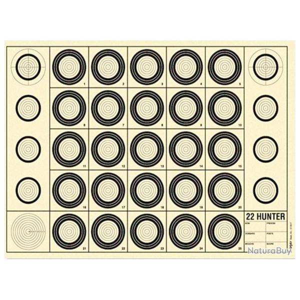 Lot de 10 cibles BENCHREST 22 HUNTER 42 X 29,7 CM
