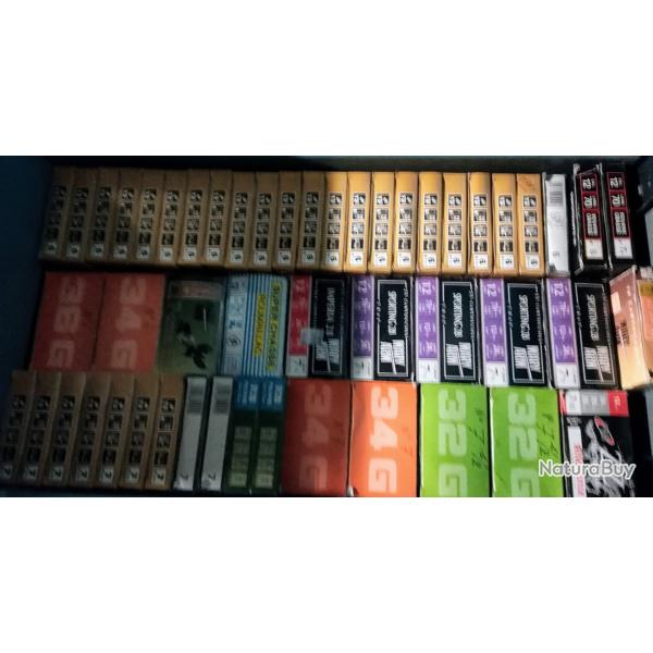 Lot de 710 cartouches cal 12 en boites neuves  pb divers