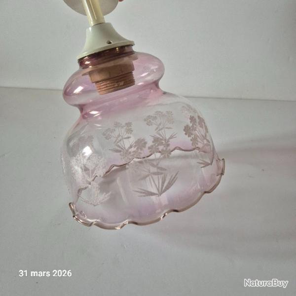 Petit lustre � fleurs pour entr�e, salon, cuisine,  en verre  clair