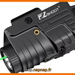EZshoot: Lampe Rechargeable stroboscopique en Aluminium avec Faisceau Laser Vert