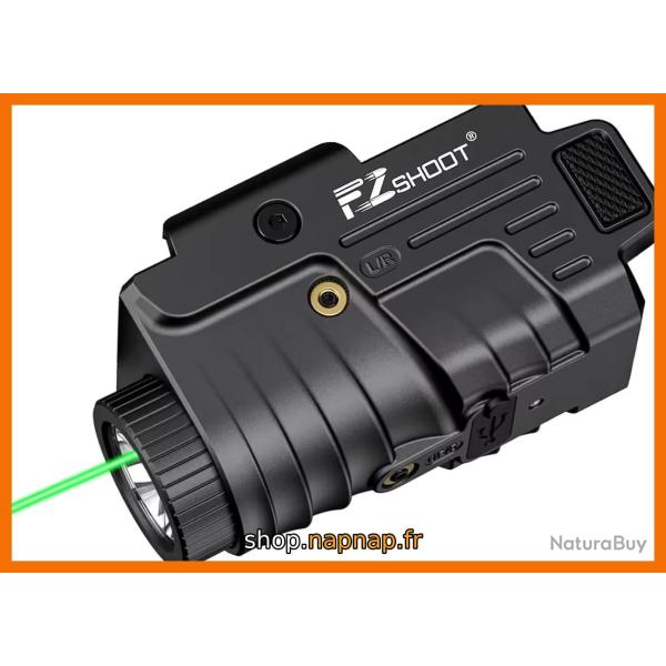 EZshoot: Lampe Rechargeable stroboscopique en Aluminium avec Faisceau Laser Vert