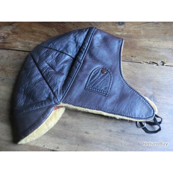 bonnet de moto serre tete cuir marron