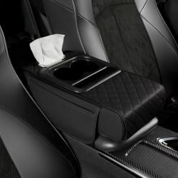 Bo&icirc;te Accoudoir Voiture Coussin Rehausse 7,5cm Porte Gobelet Rangement Noir