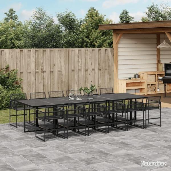Ensemble de canap� de jardin 7 pcs Noir et Cr�me polyrotin