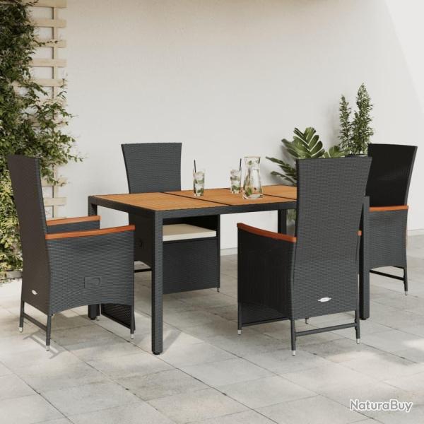 Ensemble de canap� de jardin 9 pcs Noir et Cr�me polyrotin