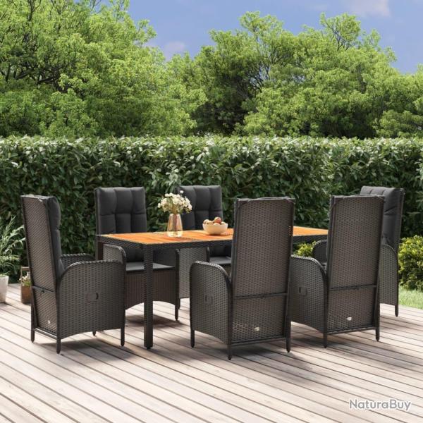 Ensemble de canap� de jardin 9 pcs Noir et Cr�me polyrotin