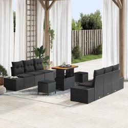 Ensemble de canap&eacute; de jardin 5 pcs Noir et Blanc polyrotin
