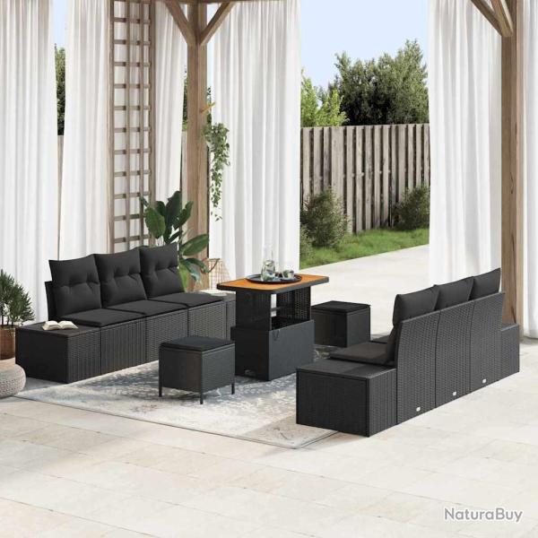 Ensemble de canap� de jardin 5 pcs Noir et Blanc polyrotin