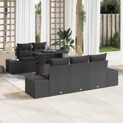 Ensemble de canap&eacute; de jardin 5 pcs Noir et Cr&egrave;me polyrotin