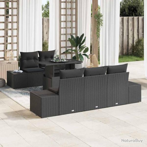 Ensemble de canap� de jardin 5 pcs Noir et Cr�me polyrotin