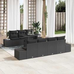 Ensemble de canap&eacute; de jardin 11 pcs Noir Poly rotin