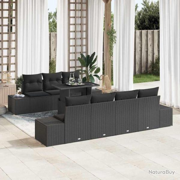 Ensemble de canap� de jardin 11 pcs Noir Poly rotin
