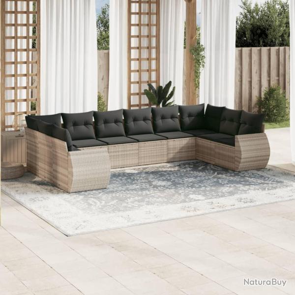 Salon de jardin avec coussins 6 pcs beige r�sine tress�e
