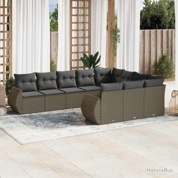 Salon de jardin avec coussins 6 pcs beige r�sine tress�e